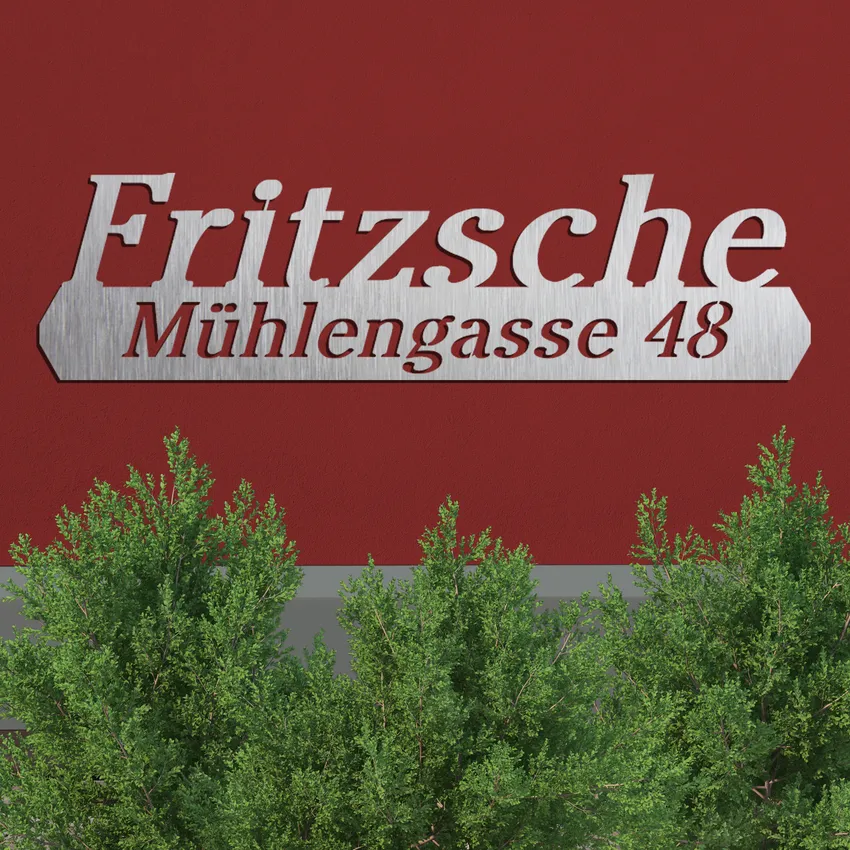 Edelstahlhausnummern mit Namen und Straßennamen
