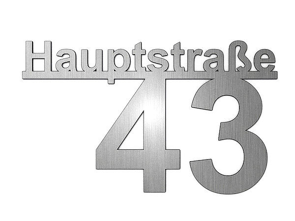 bis 11 Buchsta S6371 Design Calligraphy Edelstahl Hausnummer mit Straßenname