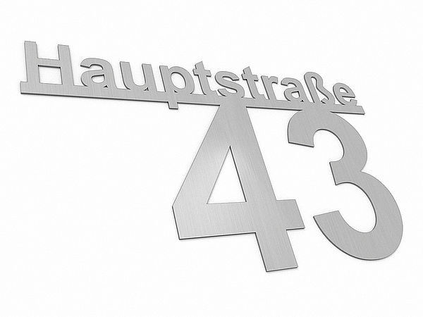 bis 11 Buchsta S6371 Design Calligraphy Edelstahl Hausnummer mit Straßenname