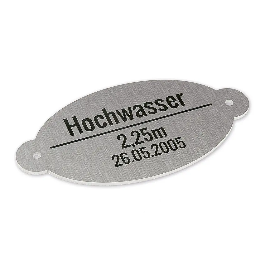 Edelstahl Hochwassermarke 12 x 6 cm 