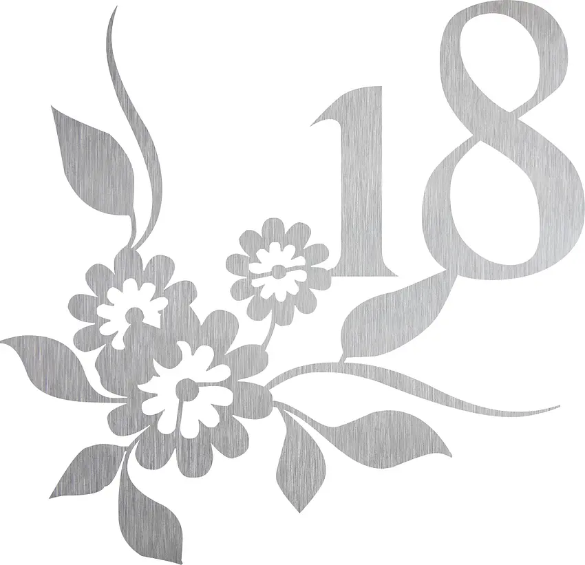 Elegante Edelstahlhausnummer - Design Blumenranke 