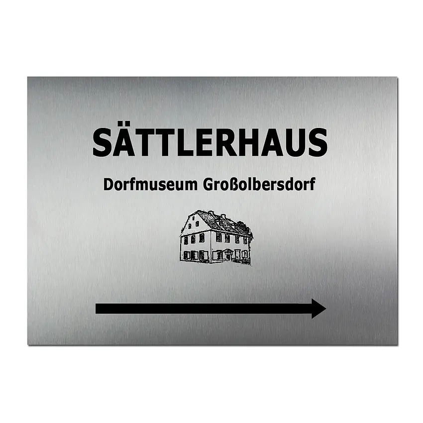 Firmenschild Edelstahl mit Lasergravur 420 x 300 mm 