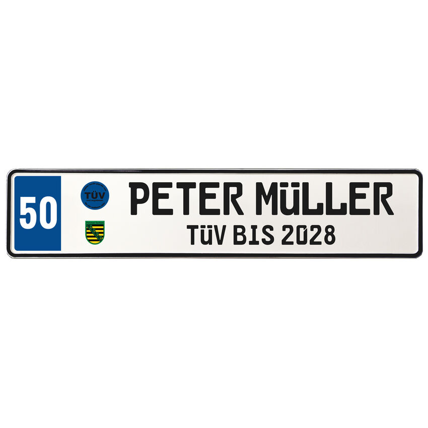 Geburtstagsgeschenk Schild mit TÜV für lange Namen ab 7 Zeichen