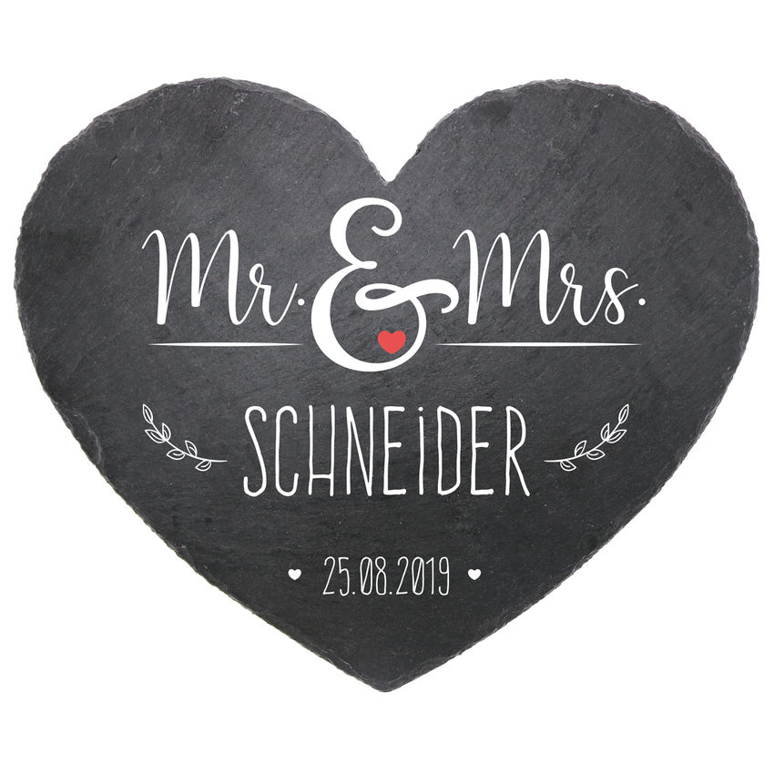 Herz aus Schiefer in der Größe 24 cm Geschenk zur Hochzeit - Schilder
