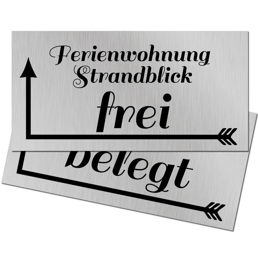 Hinweisschild Ferienwohnung frei oder belegt 2er Set Größe 300 x 150 mm silbern Schilder