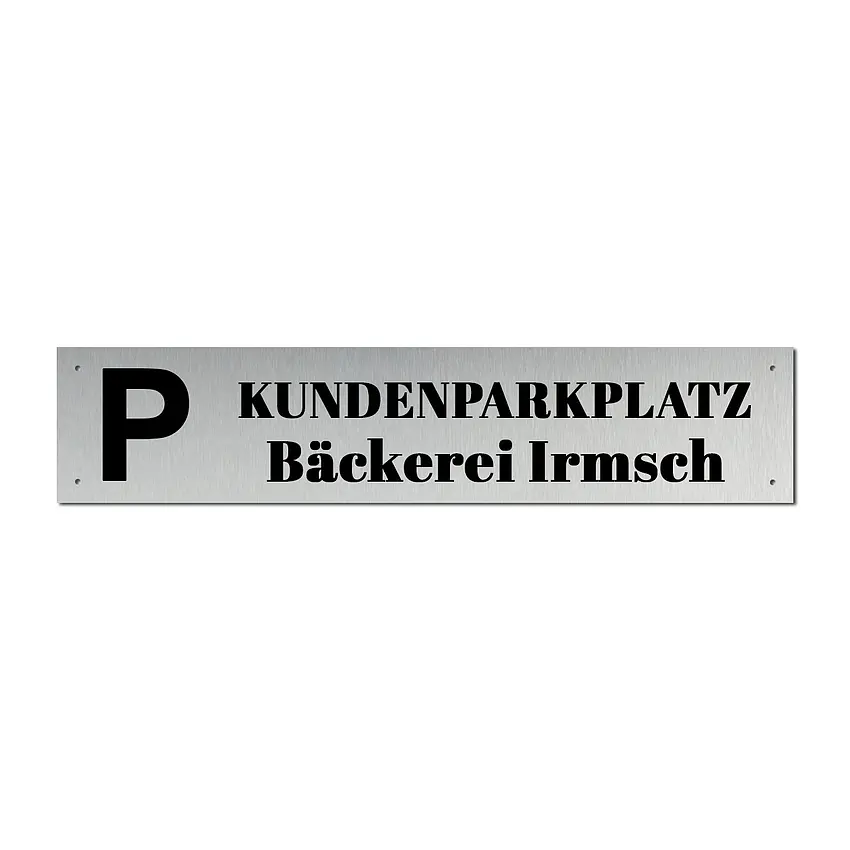 Parkplatzschild aus Edelstahl