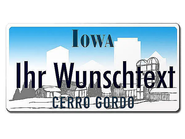 Iowa USA Deko Kfz-Kennzeichen Ihrem mit Wunschtext 