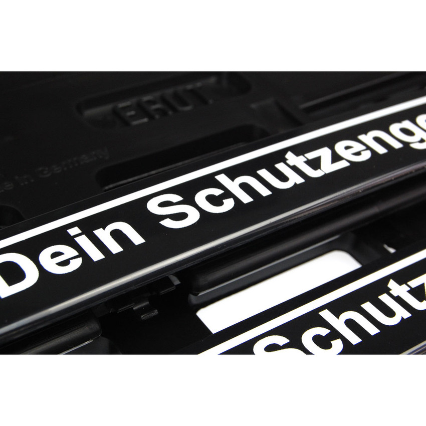 Kennzeichenhalter mit Wunschtext schwarz/weiß Größe 52 cm pro