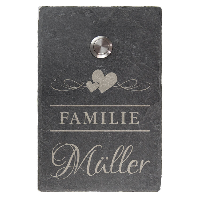 Klingel aus Schiefer 15 x 10 cm - Design Love - Schilder online kaufen