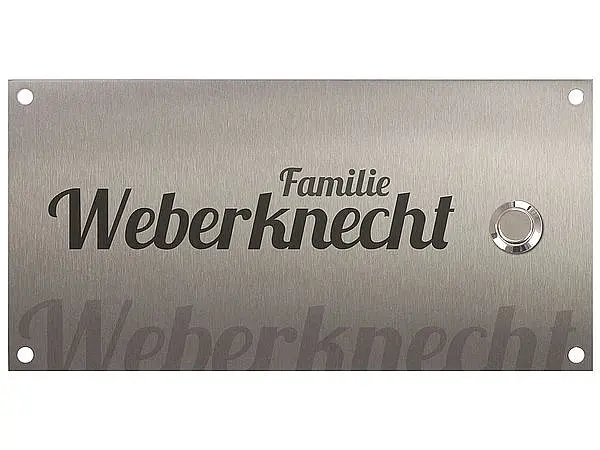 Klingelplatte aus Edelstahl - Design Wasserzeichen