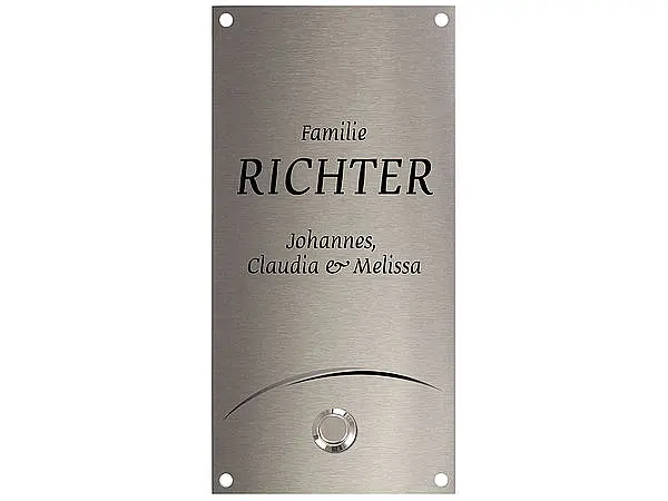 Klingelschild aus Edelstahl - Klingelknopf unten