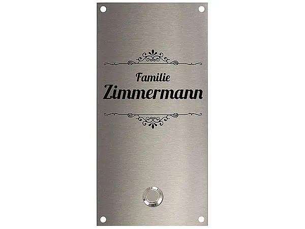 Klingelschild aus Edelstahl - Design Vintage