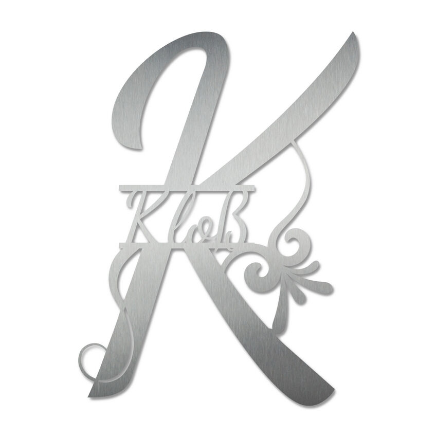 Monogramm K aus Edelstahl mit Familienname