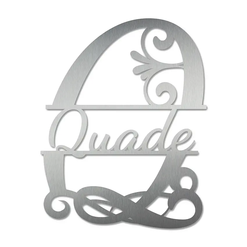 Monogramm Q aus Edelstahl mit Familienname