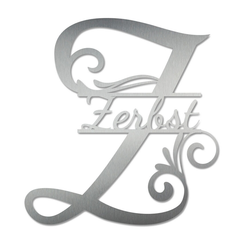 Monogramm Z aus Edelstahl mit Familienname