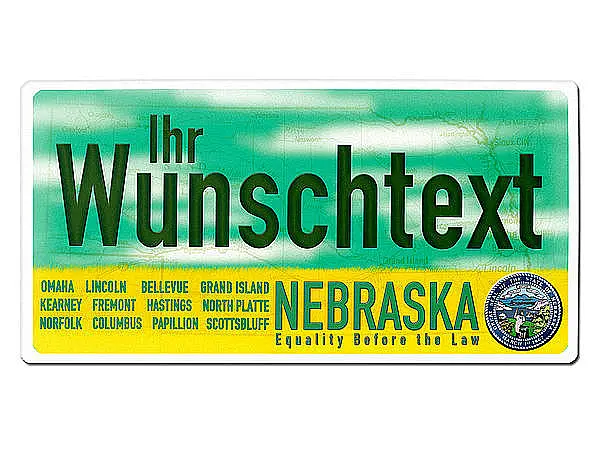 Nebraska USA Deko Fahrzeugnummernschild mit Ihrem individuellem Wunschtext