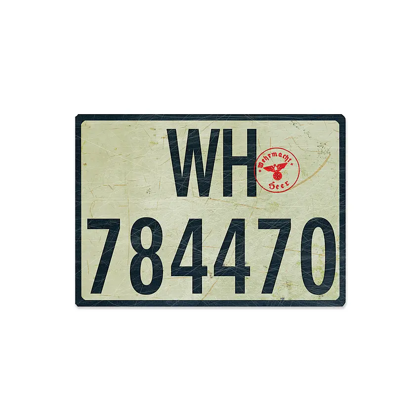 Nummernschild Deutsches Reich Wehrmacht Heer vintage für Ausstellungszwecke - Variante Vintagelook