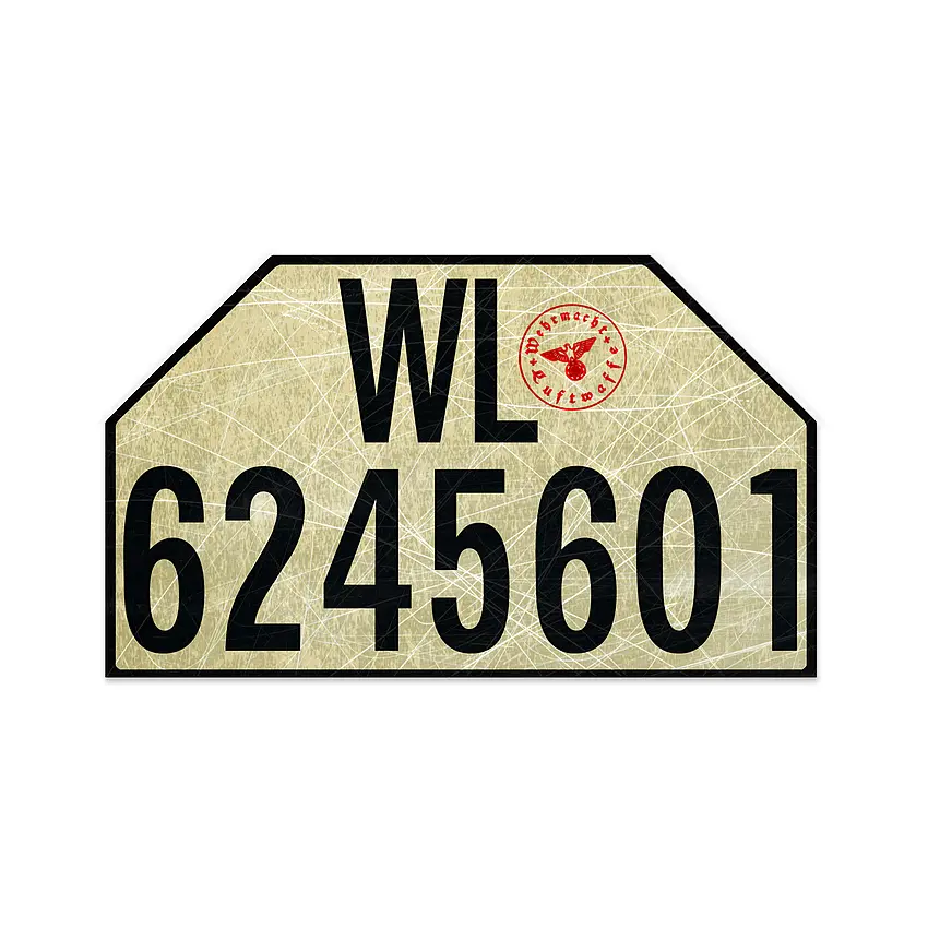 Nummernschild Deutsches Reich Wehrmacht Luftwaffe - für Ausstellungen - Variante Vintage