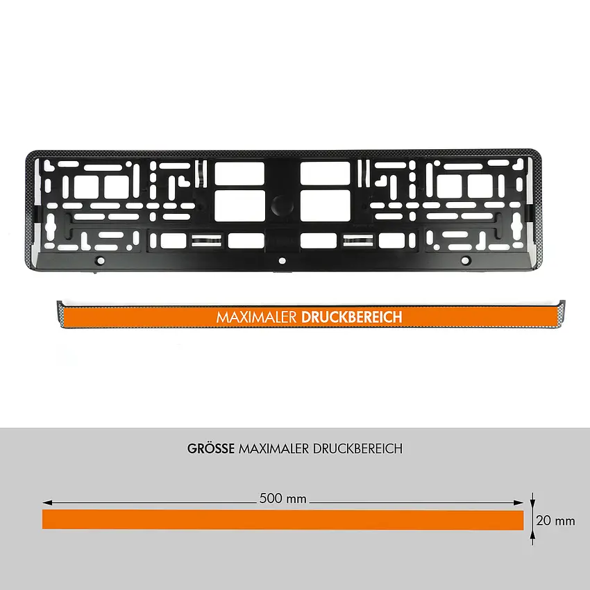 Nummernschildrahmen Carbon mit Wunschtext - pro Stück
