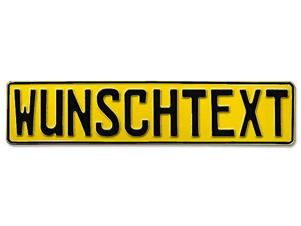 Prägung - Deutsches Kennzeichen mit Wunschtext 1-farbig gelb - Schilder  online kaufen