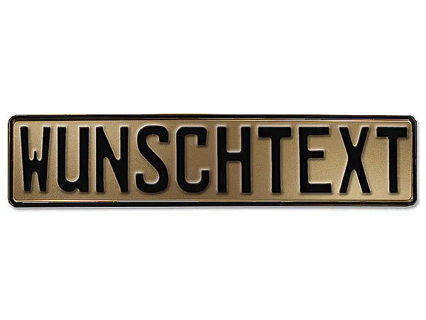 Prägung - Deutsches Kennzeichen mit Wunschtext 1- metallic gold - Schilder  online kaufen