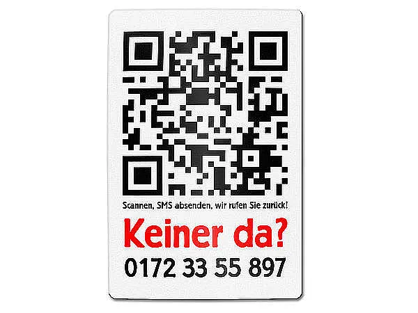 QR-Code Schild Abwesenheitsnotiz mit SMS-Funktion