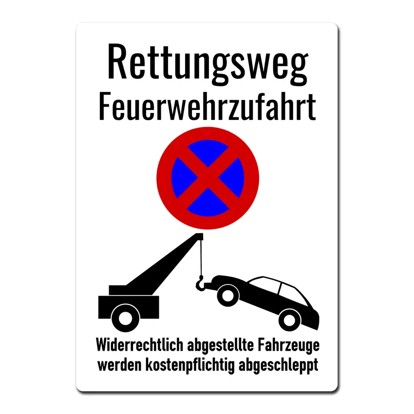 Aluschild - Rettungsweg Feuerwehrzufahrt