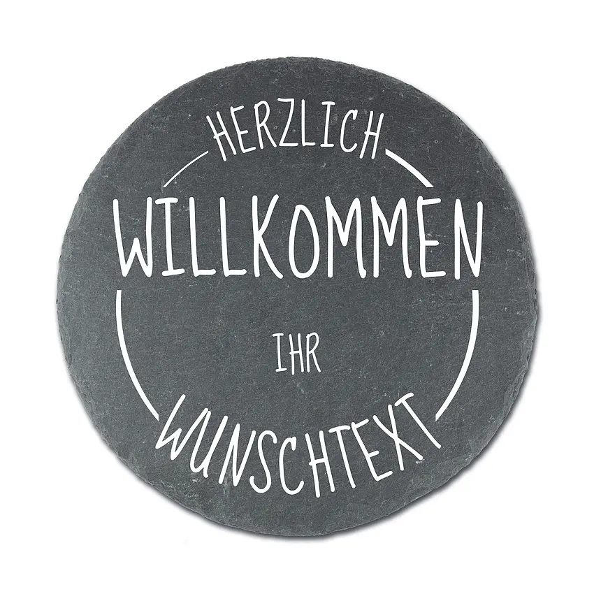 Rundes Schiefertürschild Herzlich willkommen Schilder online kaufen