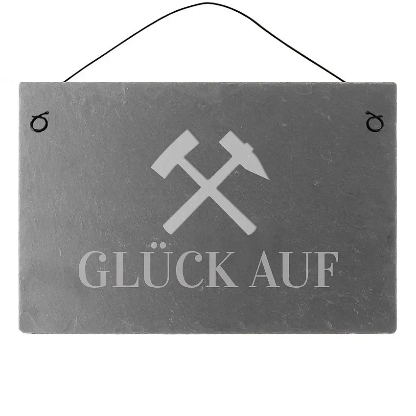 Schieferschild mit Symbol Glück Auf