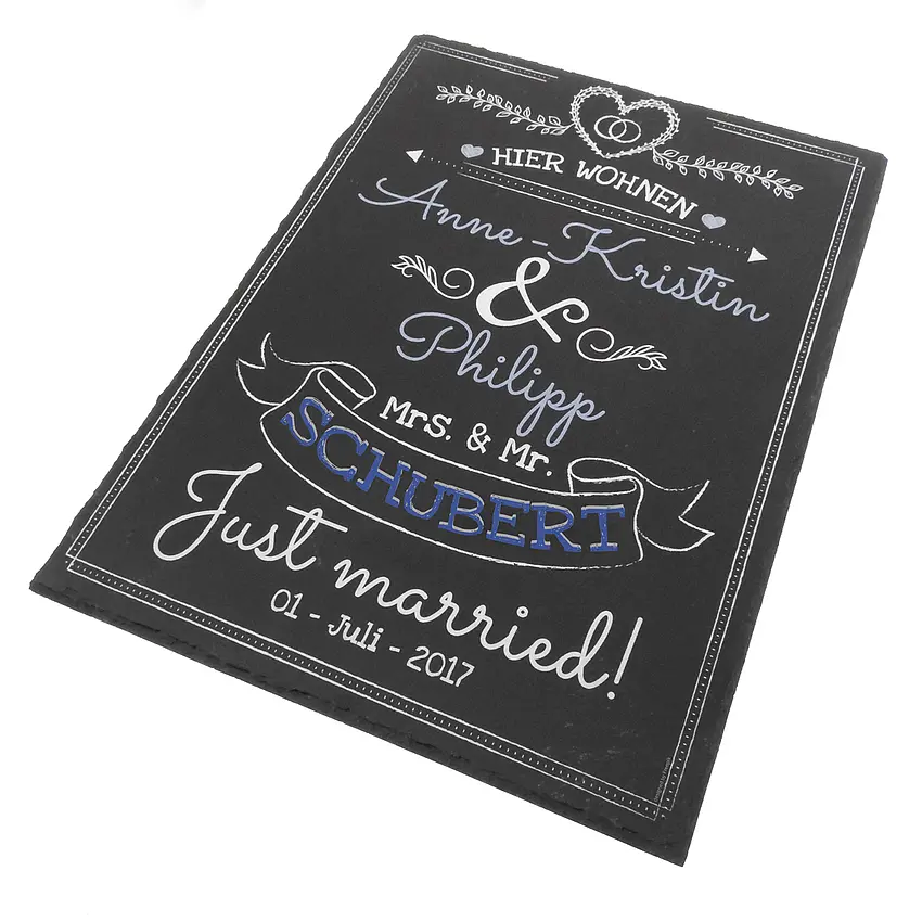 Verheiratet Ortsschild – Personalisiertes Aluminium-Wandschild 20x26,5 Cm, Geschenk Zur Hochzeit Mit Namen & Datum