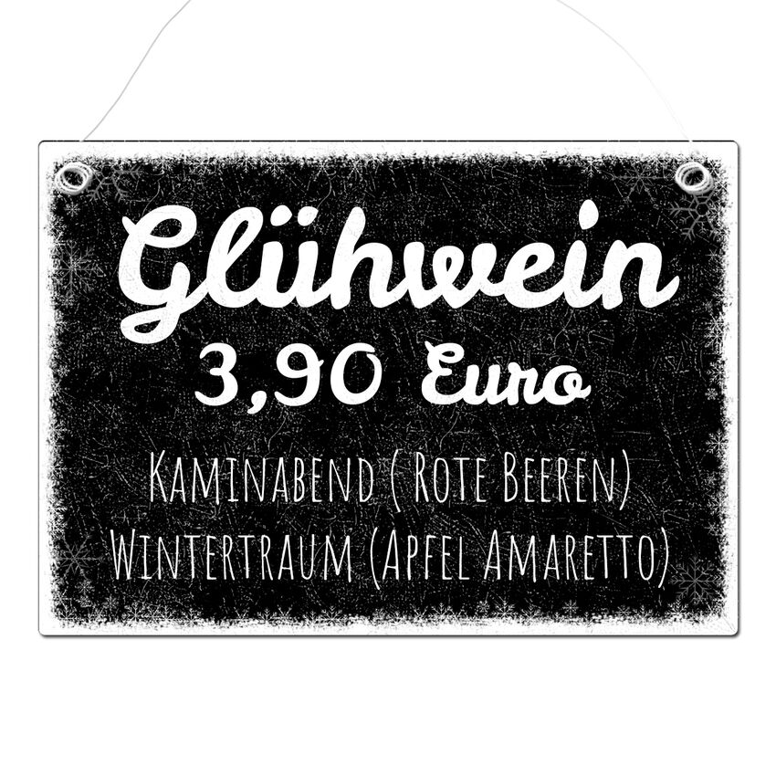 Schild für den Weihnachtsmarkt mit individuellem Wunschtext im Format A4 schwarz Schilder