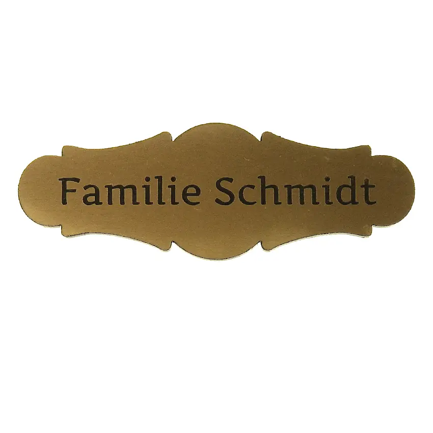 Schild in Gold für Namen