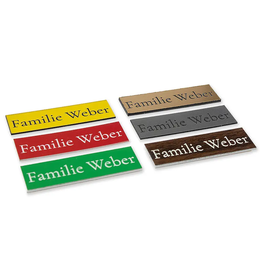 Schild für Tür, Klingel oder Briefkasten mit Gravur in verschiedenen Materialfarben Schilder
