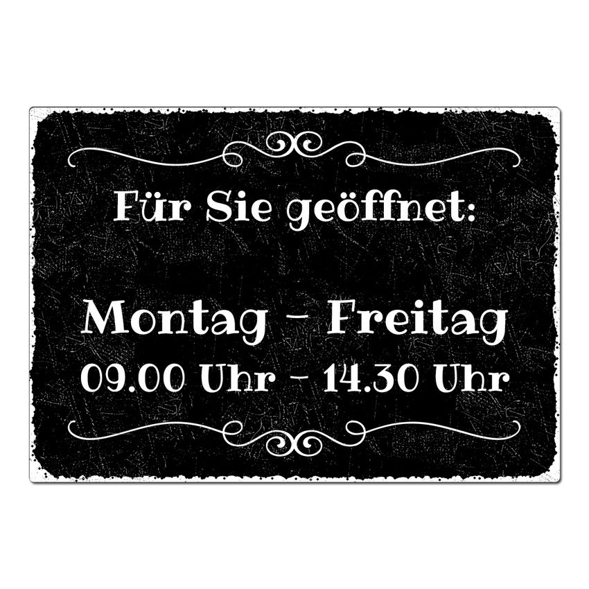 Schild Öffnungszeiten - Black Vintage Format A3 - Schilder online kaufen