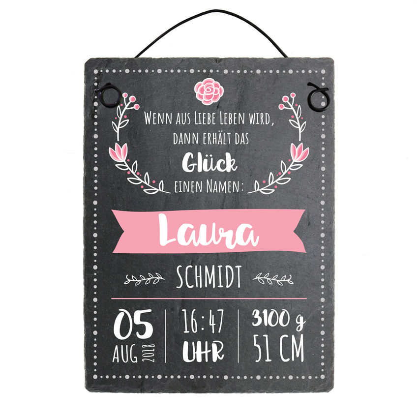 Schild Zur Geburt Eines Babys Mit Geburtsdaten 150 X 200 Mm Design Madchen Schilder Online Kaufen