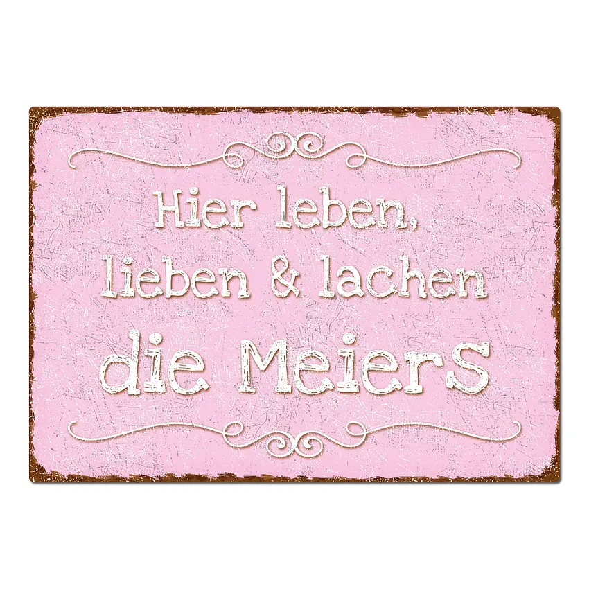 Türschild in rosa