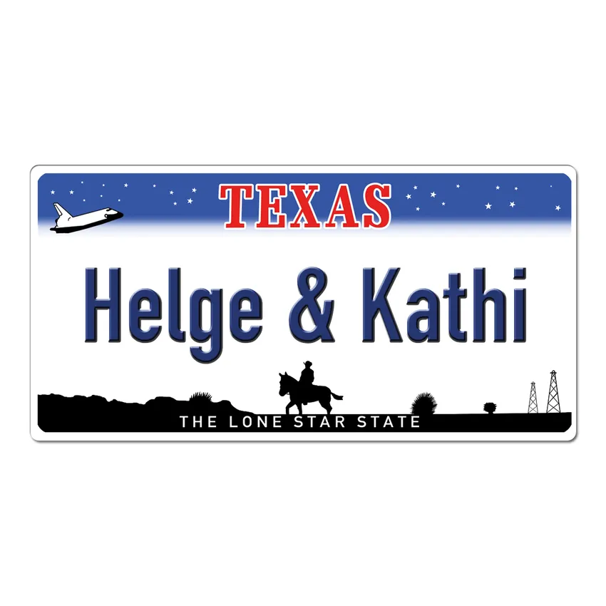 Texas USA Dekoschild - Kfz-Kennzeichen mit Wunschtext bedruckt 30 x 15 cm -  Schilder online kaufen