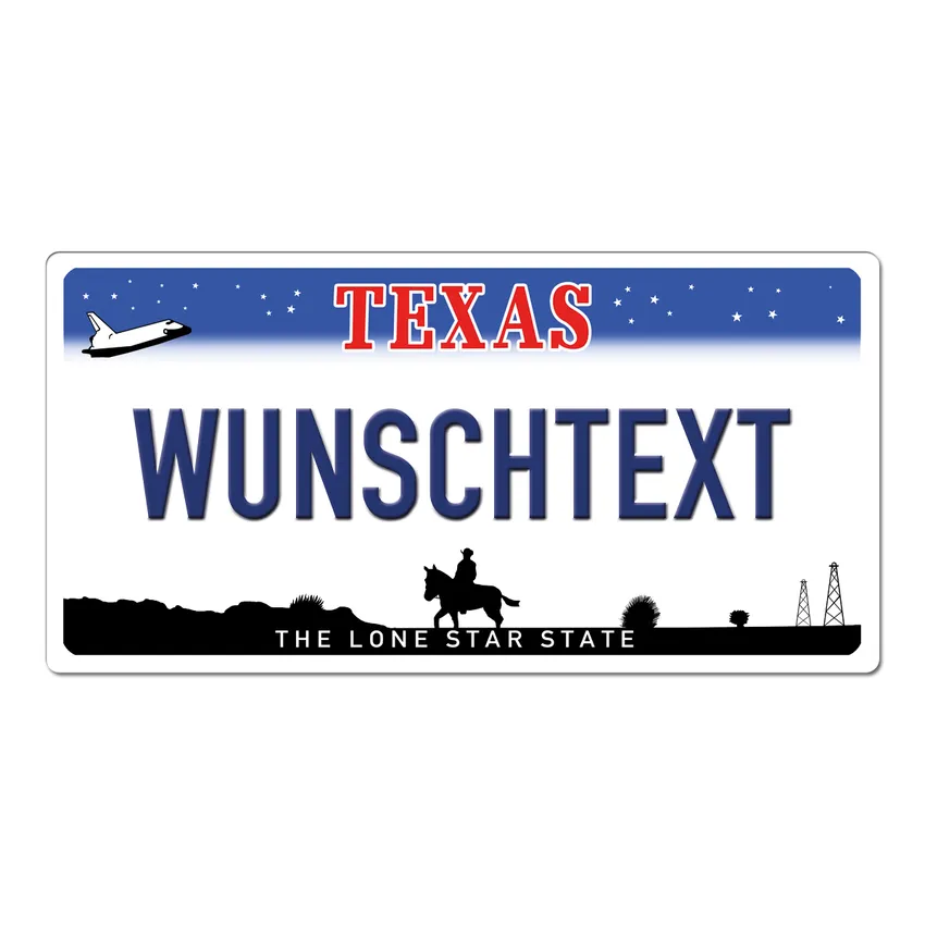 Texas Kennzeichen mit Ihrem Wunschtext