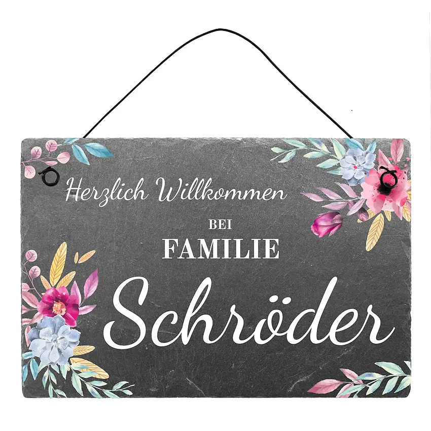 Schieferschild mit schwarzem Draht