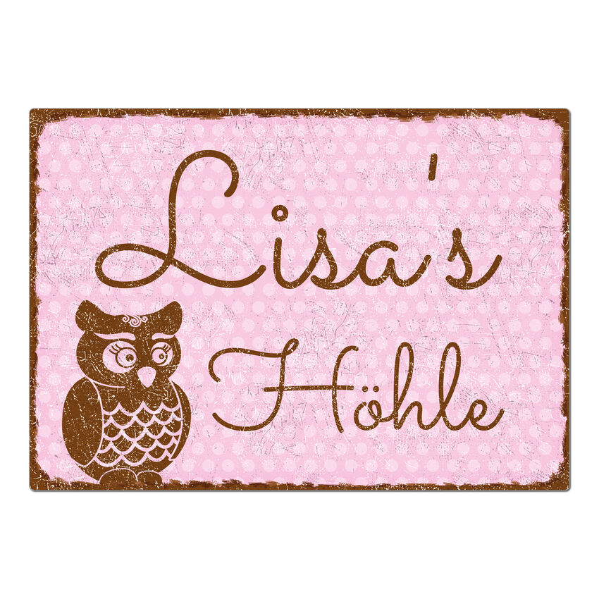Türschild Pünktchen mit Wunschtext A4 vintage rosa large ...