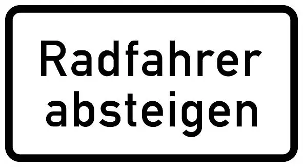 Hinweisschild nach StVO - Radfahrer absteigen