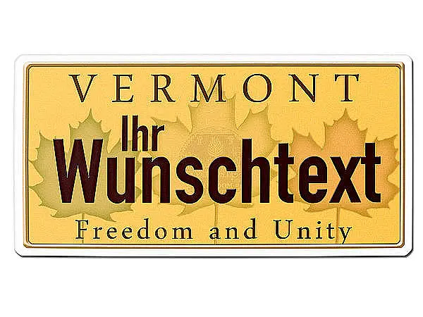Vermont USA Deko PKW-Kennzeichen mit individuellem Wunschtext