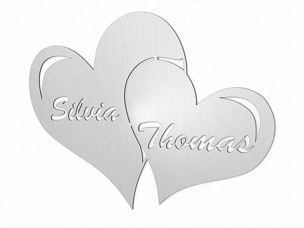 Wanddeko Aus Edelstahl Zwei Herzen Mit Wunschnamen Typ 33 Schilder Online Kaufen