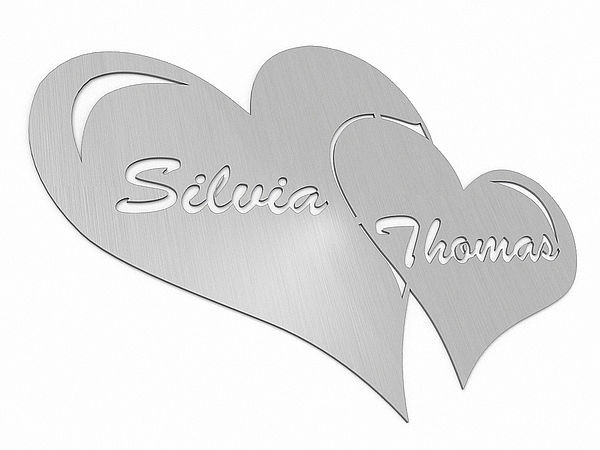 Wanddeko Aus Edelstahl Zwei Herzen Mit Wunschnamen Typ 33 Schilder Online Kaufen