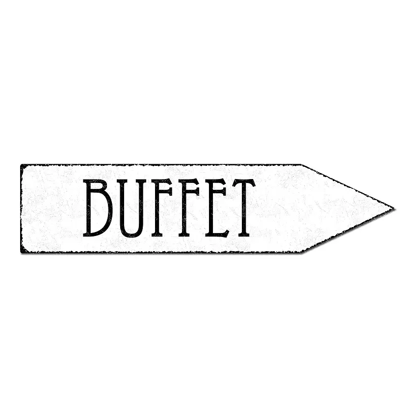 Wegweiser Buffet - Schild als Partydeko - 41,5 x 10 cm 