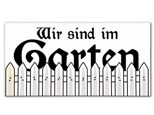 Wir sind im Garten Aluminium Hinweisschild Schilder online kaufen