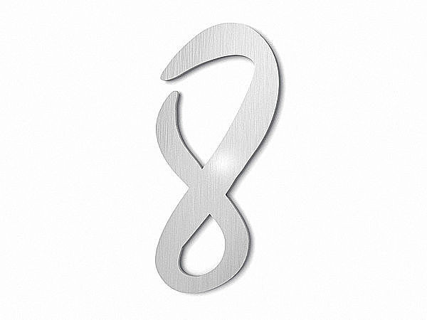 Hausnummer 8 - Schriftart Design aus Edelstahl - Staccato - 180 mm