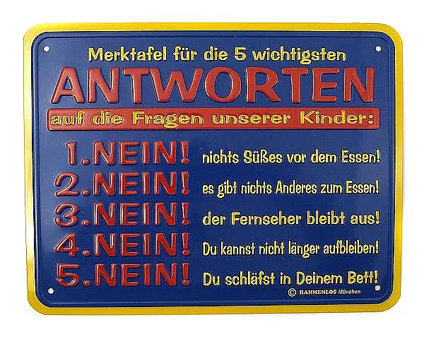 Funschild - Antworten - Größe: 22x17 cm