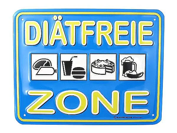 Funschild - Diätfreie Zone - Größe: 22x17 cm