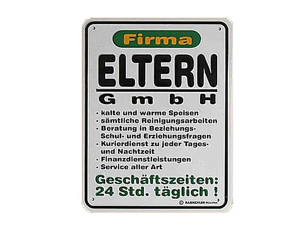 Hinweisschild Eltern GmbH